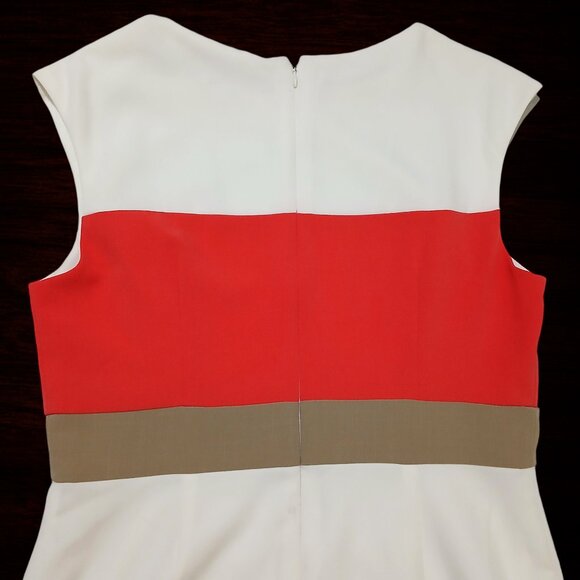 Studio One New York Women’s Coral Cream Colour Block Classy Sheath Dress Size 12 - Picture 5 of 13